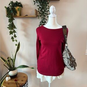 The Limited Red Knit Sweater with 3/4 sleeves